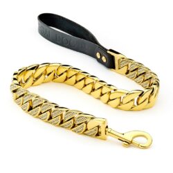 Gold Diamond Chain Dog Lead