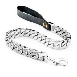 Silver Diamond Chain Dog Lead