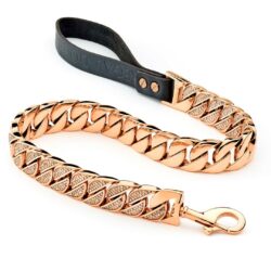 Rose Gold Diamond Chain Dog Lead