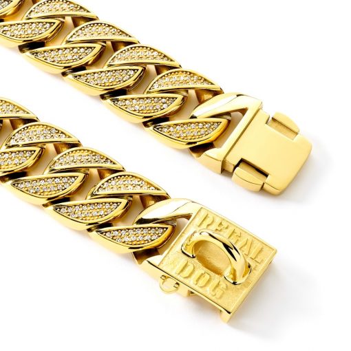 Gold Diamond Dog Chain Collar Clips