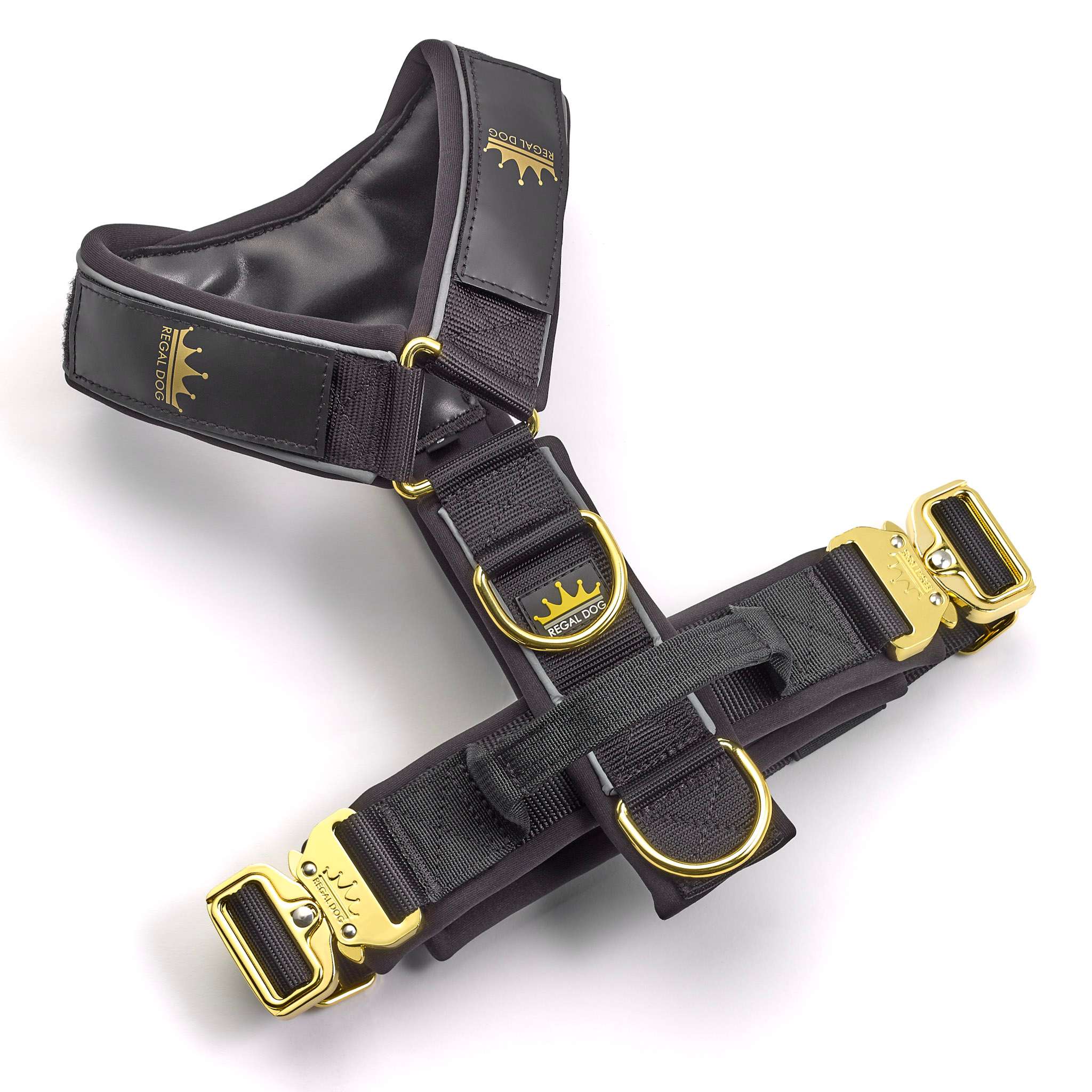 Black - Gold Series Deluxe Harness - Regal Dog - Slip-On Dog Harness