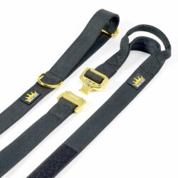 Multipurpose Gold Series Tactical dog leash with frog clip in Black