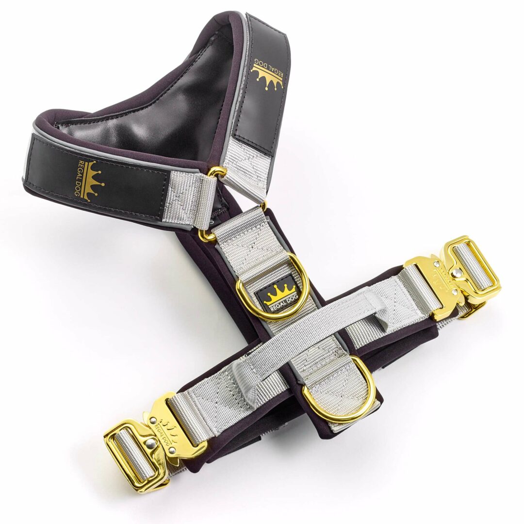 Luxury Dog Gold Series Harness in Grey