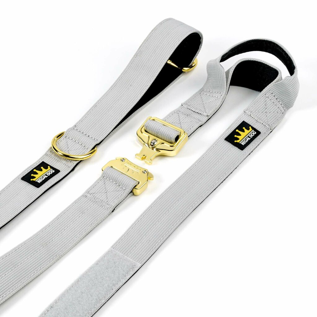 Multipurpose Gold Series Tactical dog leash with frog clip in Grey