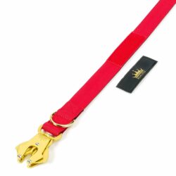 Multipurpose Gold Series Tactical dog leash with frog clip in Red