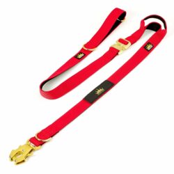 Multipurpose Gold Series Tactical dog leash with frog clip in Red