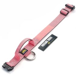 3cm Pink Dog collar with handle and removable patches