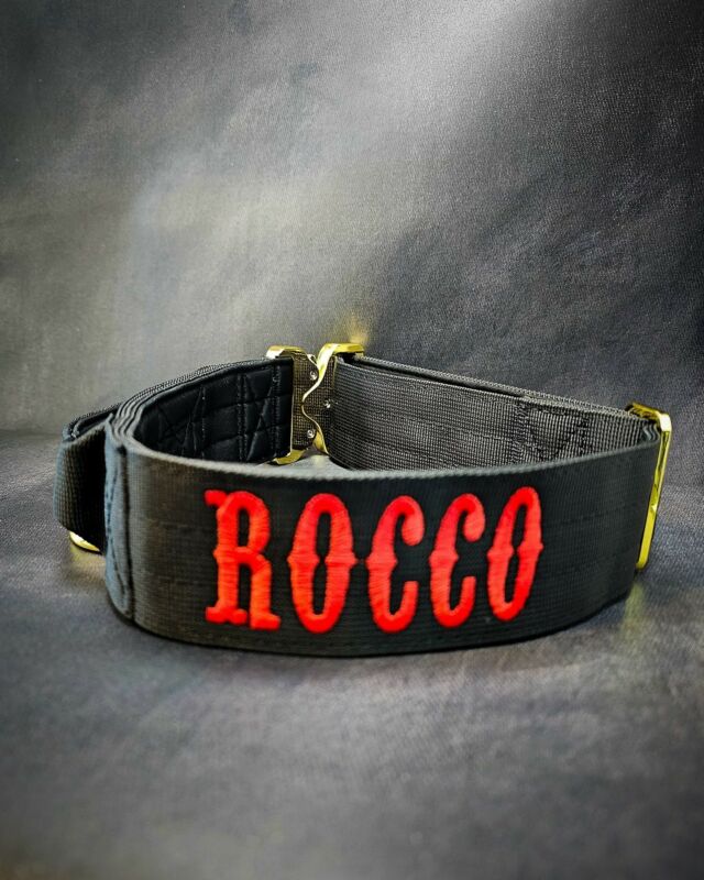 🔥 ROCCO 🔥
➖Font: Saloon
➖Colour: Red
➖Collar: 5cm Black Gold Series⁠⁠
⁠
⚜️ Regal Dog - The Luxury Dog Brand ⚜️⁠
⁠
🛒 Shop Now: REGALDOG.CO.UK⁠
⁠
➡️ #RegalDog⁠ #MyRegalDog⁠
#LuxuryDogCollars #DogCollars #DogChains #DogAccessories #LuxuryDog #Dog #RegalDogpersonalised