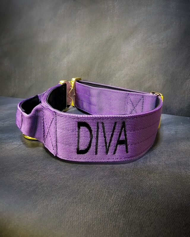 💜 “DIVA”💜
➖Font: Avante
➖Colour: Black 
➖Collar: 5cm Purple Gold Series⁠⁠
⁠
⚜️ Regal Dog - The Luxury Dog Brand ⚜️⁠
⁠
🛒 Shop Now: REGALDOG.CO.UK⁠
⁠
➡️ #RegalDog⁠ #MyRegalDog⁠
#LuxuryDogCollars #DogCollars #DogChains #DogAccessories #LuxuryDog #Dog #RegalDogpersonalised