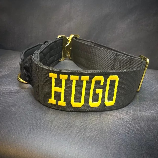 Hugo⁠
➖Font: Varsity⁠
➖Colour: Yellow⁠
➖Collar: 5cm Black Gold Series⁠
⁠
⚜️ Regal Dog - The Luxury Dog Brand ⚜️⁠
⁠
🛒 Shop Now: REGALDOG.CO.UK⁠
⁠
➡️ #RegalDog⁠ #MyRegalDog⁠
#LuxuryDogCollars #DogCollars #DogChains #DogAccessories #LuxuryDog #DogDad #DogMum #DogLover #Puppers #DogMom #Instadog #IGDogs #Puppies #PuppyLove #UKDogs #embroidery #customdogcollars #Personalised #RegalDogPersonalised